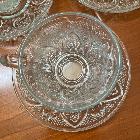 Tea Cup Set 6 Piece Cup and Saucer Glass Microwave Safe Coffee - Picture 3 of 7